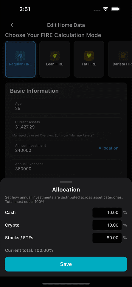 Fire Path allocation planning screen